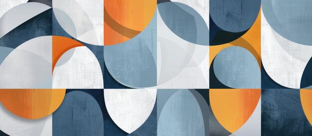 Abstract geometric pattern with gray blue and orange shapes