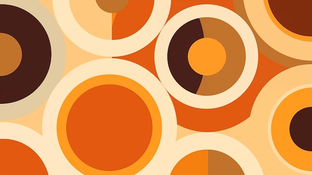 abstract geometric pattern with overlapping circles in shades of orange brown and beige