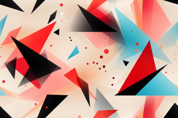 abstract geometric pattern with red blue and black triangles