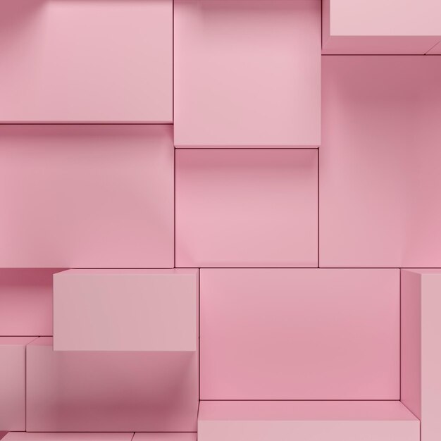 Abstract geometric pink square cubes background