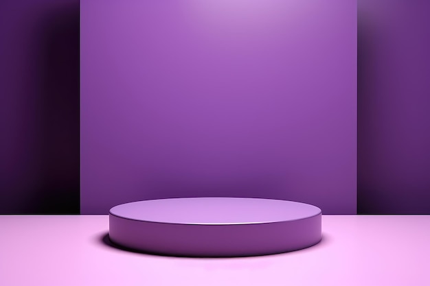 Abstract geometric purple podium elegantly presenting cosmetic products