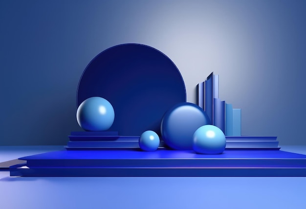 抽象的な幾何学的形状 背景 青いグラディエント技術 未来的なコンセプトのための3Dレンダリング