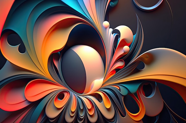 Abstract Geometric Shape Background with Curve Lines Design Generative AI