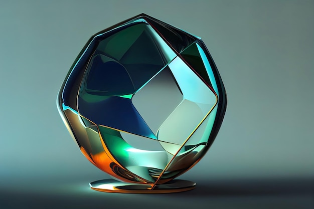 Abstract geometric shape futuristic glass material