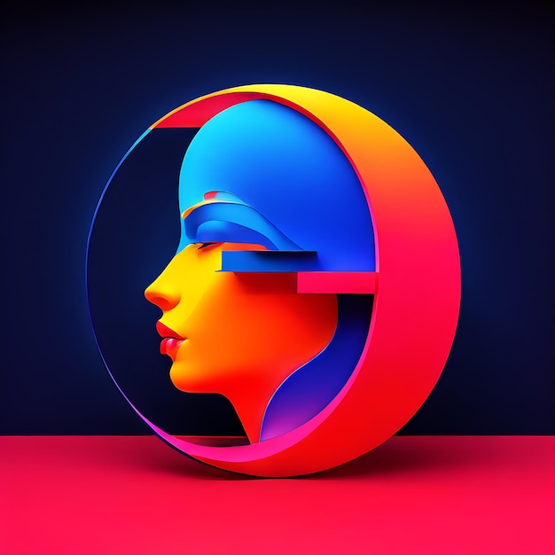 abstract geometric shape in neon style 3 d rendering