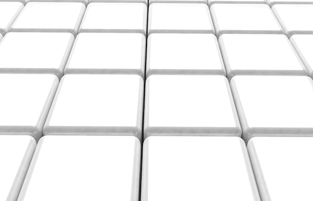 Фото Абстрактная геометрическая форма белых кубов 3d визуализация