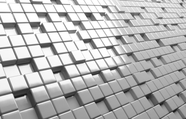 흰색 큐브 3d 렌더링 배경의 추상적인 기하학적 모양