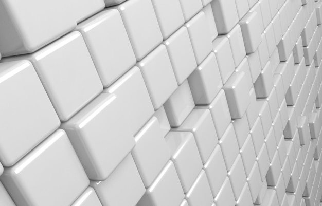 Abstract geometric shape of white cubes 3d render background