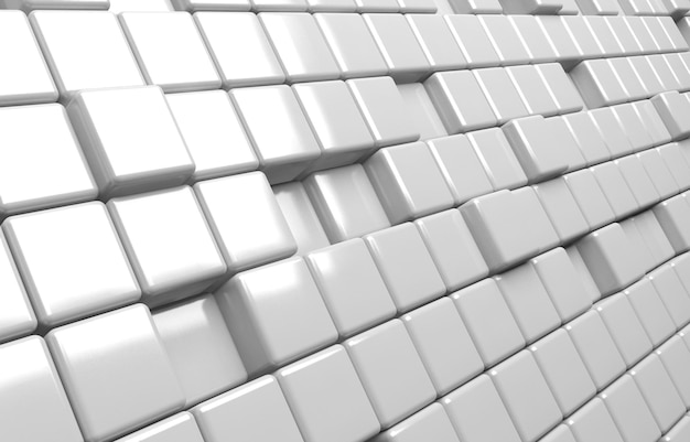 Abstract geometric shape of white cubes 3d render background