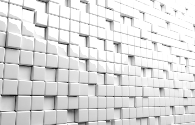 Abstract geometric shape of white cubes 3d render