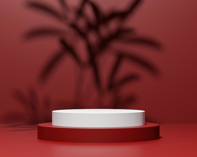 Photo abstract geometric shape with minimal style on red color.use for cosmetic or products presentations.3d rendering and illustration.