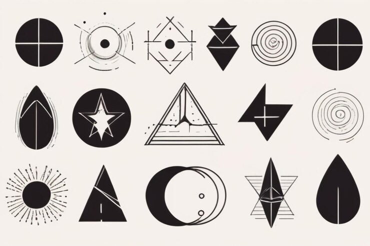 Photo abstract geometric shapes brutalism forms memphis geometric elements