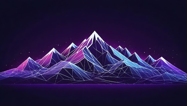 Abstract geometric shapes forming a low poly mountain range with a network of connecting lines