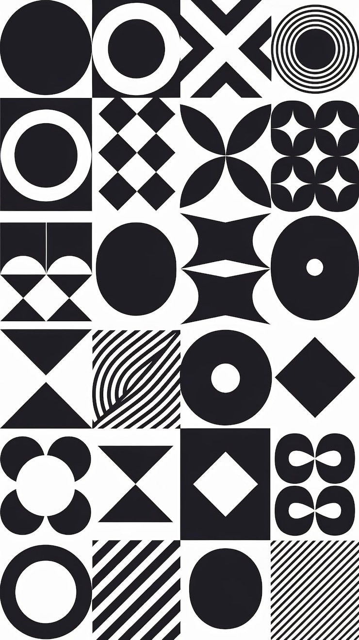Photo abstract geometric shapes poster template set modern monochrome pattern vector design