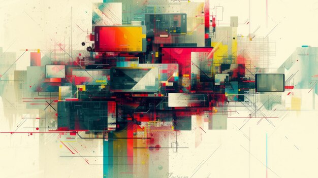 Photo abstract geometric shapes with bright colors