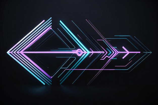 Photo abstract geometric silver neon background wallpaper