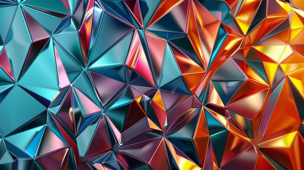 Абстрактные геометрические обои с кристаллической стеклянной текстурой 3D-рендер геометрической сетки в треугольной сетке