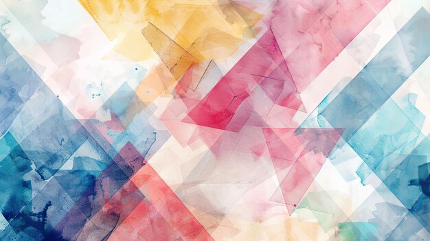 写真 パステル色の抽象的な幾何学的な水彩画