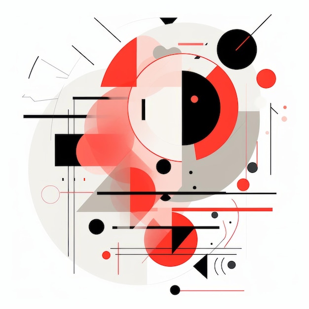 Abstract Geometrical Shapes In Red Black And White