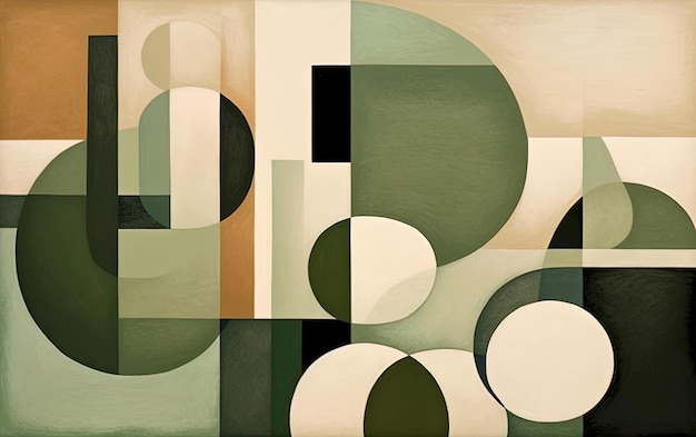 abstract geometrisch ontwerp in beige en groen