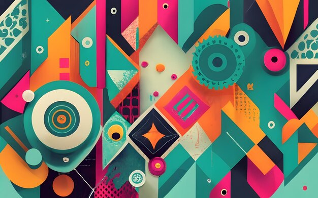 Foto abstract geometrisch patroonontwerp in retro-stijl vectorillustratie