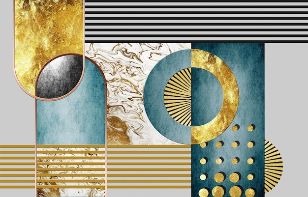 Abstract, geometry, gold. the orange background. frescoes, hang
a picture, the fashion of modern art