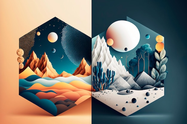 Abstract geometry posters with minimal architectural elements abstract illustrations with elements of minimalism