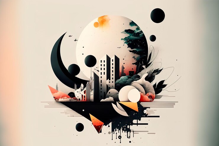Photo abstract geometry posters with minimal architectural elements abstract illustrations with elements of minimalism