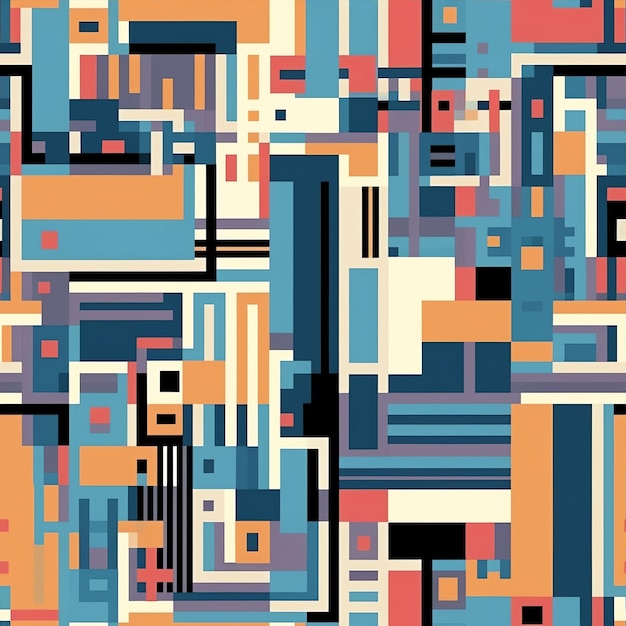 Abstract Geometry seamless pattern pixel art style