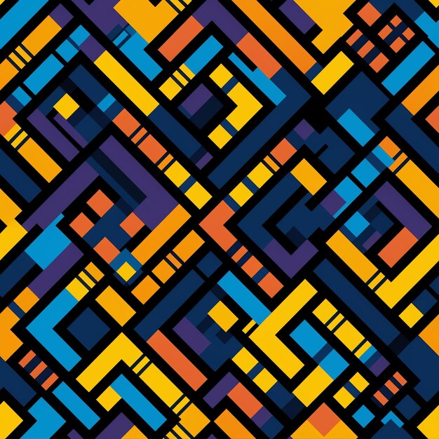 Abstract Geometry seamless pattern pixel art style