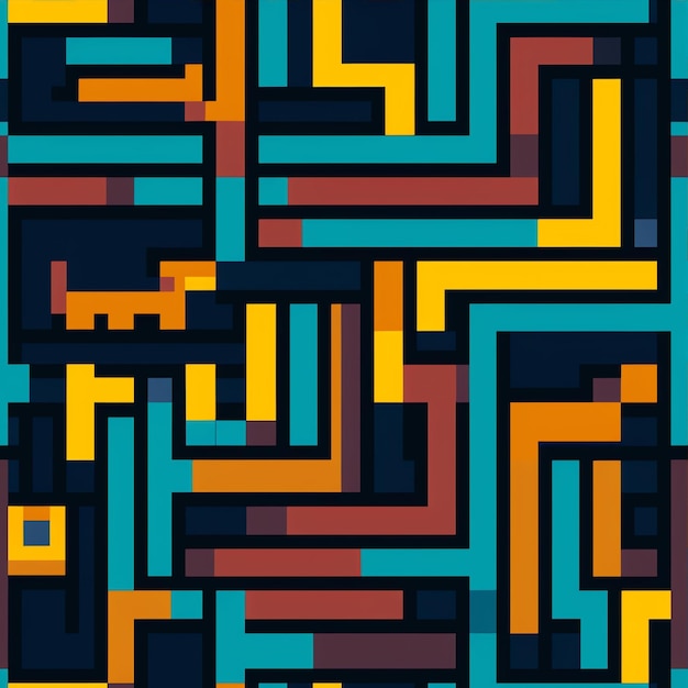 Abstract Geometry seamless pattern pixel art style