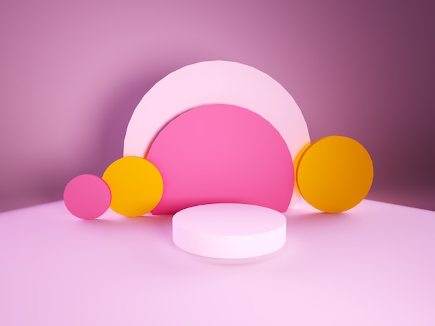 제품에 대한 추상 기하학 모양 핑크 컬러 연단