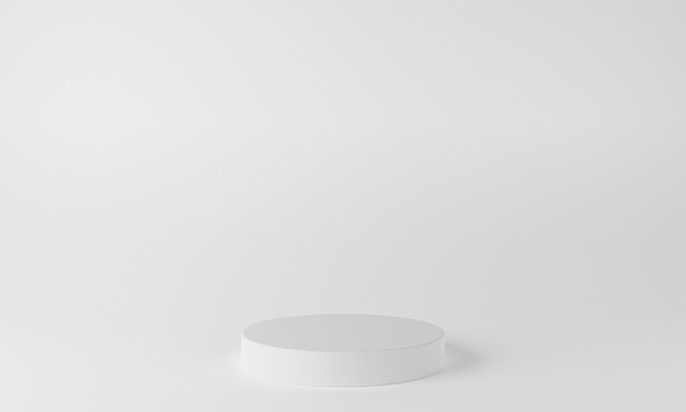ディスプレイと製品のプレゼンテーションのための白い背景を持つ抽象的な幾何学形状の表彰台のシーン。 3Dレンダリング