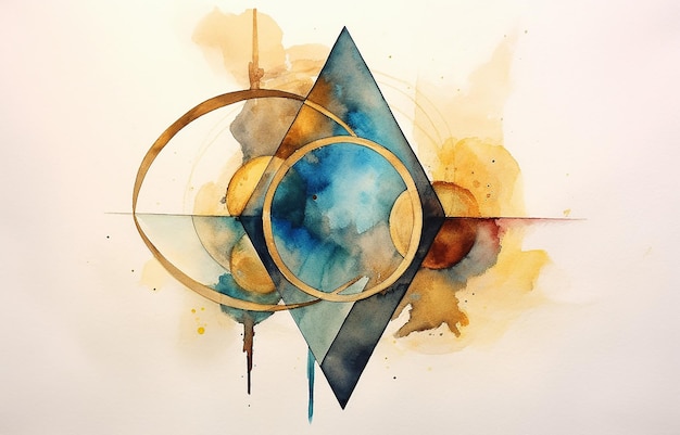 Photo abstract geometry trigonometry watercolor gold element adornment