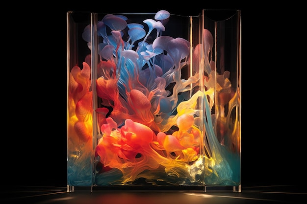 Photo abstract glass art with backlit illumination created with generative ai