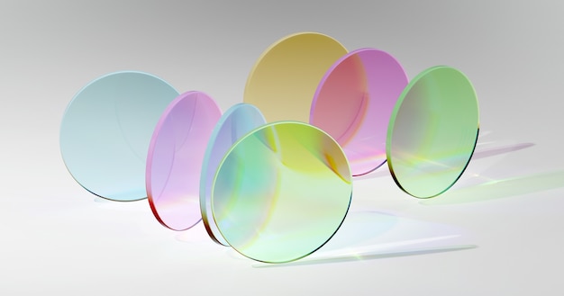 Abstract Glass Colorful pastel translucent glass 3d render