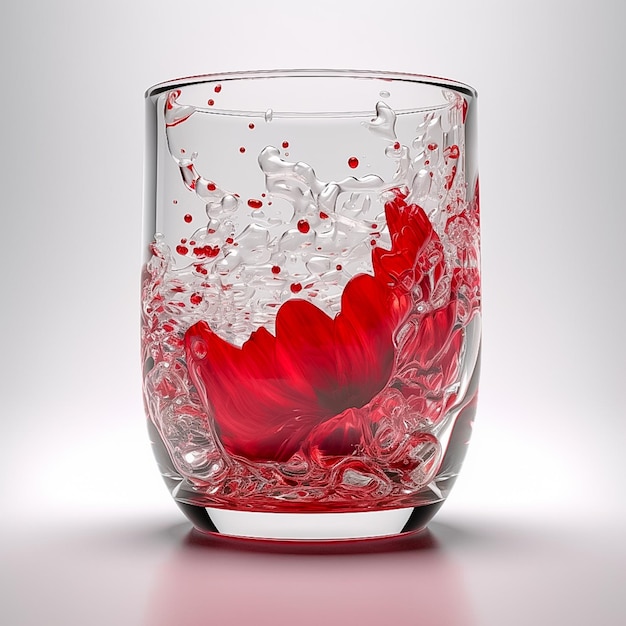 Abstract glass cup with floral pattern AI generated