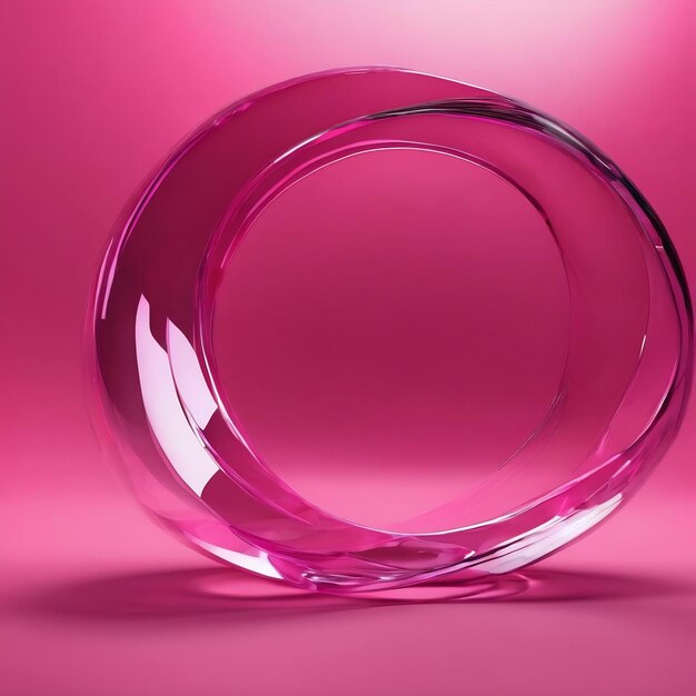 Photo abstract glass and curves with pink background 3d rendering