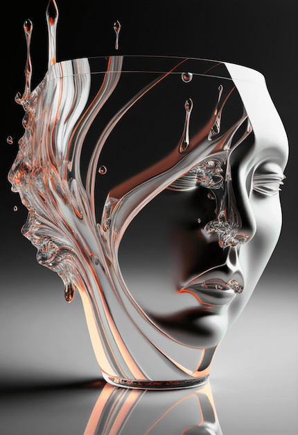 Abstract glass face generated by artificial intelligence