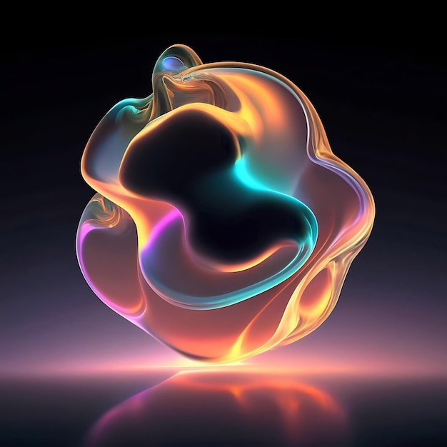 Abstract glassmorphism design with vibrant neon lights and blurred background