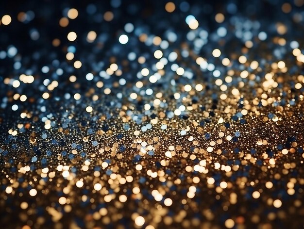 Photo abstract glitter lights background gold and blue