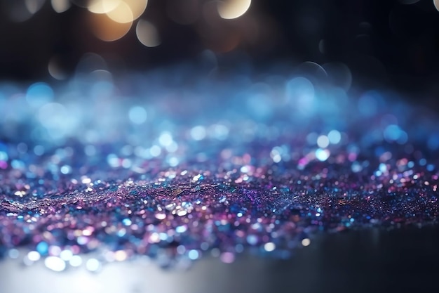 Abstract Glitter Silver Purple and Blue Lights Background Generative AI