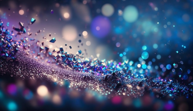 Abstract glitter silver purple blue lights background