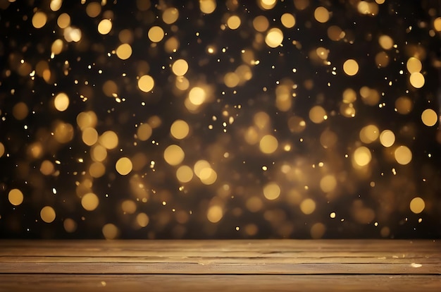 Abstract glitter vintage lights background gold and black defocused