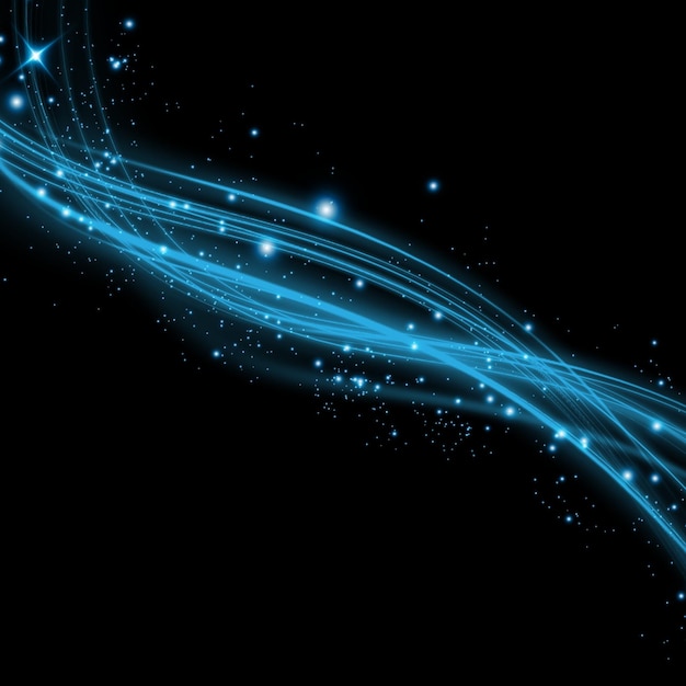 Abstract glittering sparkling blue waves border background Vector illustration