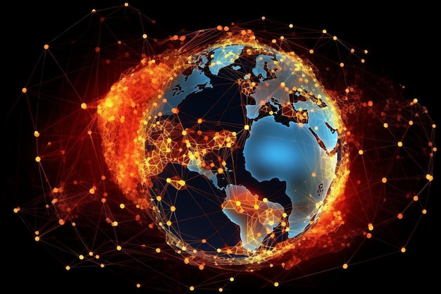 Photo abstract global earth digital connections background
