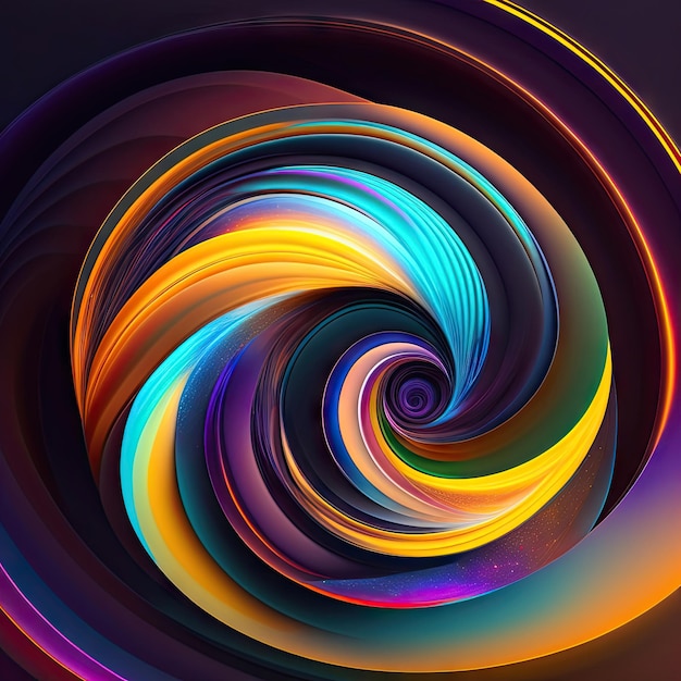 Abstract gloeiende swirl vormen Fantastische fractale vormen achtergrond Generatieve kunst 3D-rendering