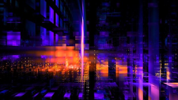 Abstract glowing background digital technology Hi tech digital interior data center server business technology blurred Polygonal geometric matrix space 3D render