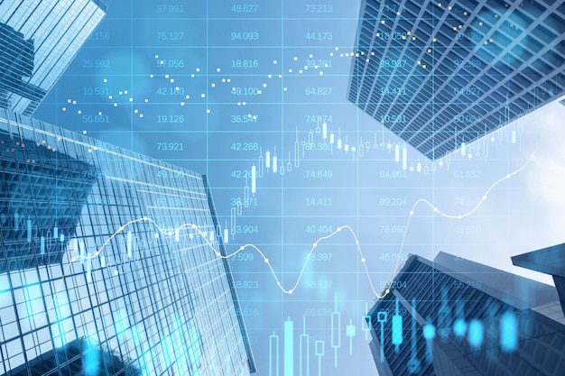 Premium Photo Abstract glowing big data forex candlestick chart on Premium Photo Abstract glowing big data forex candlestick chart on