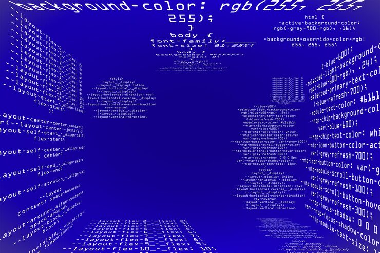 Photo abstract glowing blue coding programming background with mock up place big data and code concept 3d rendering